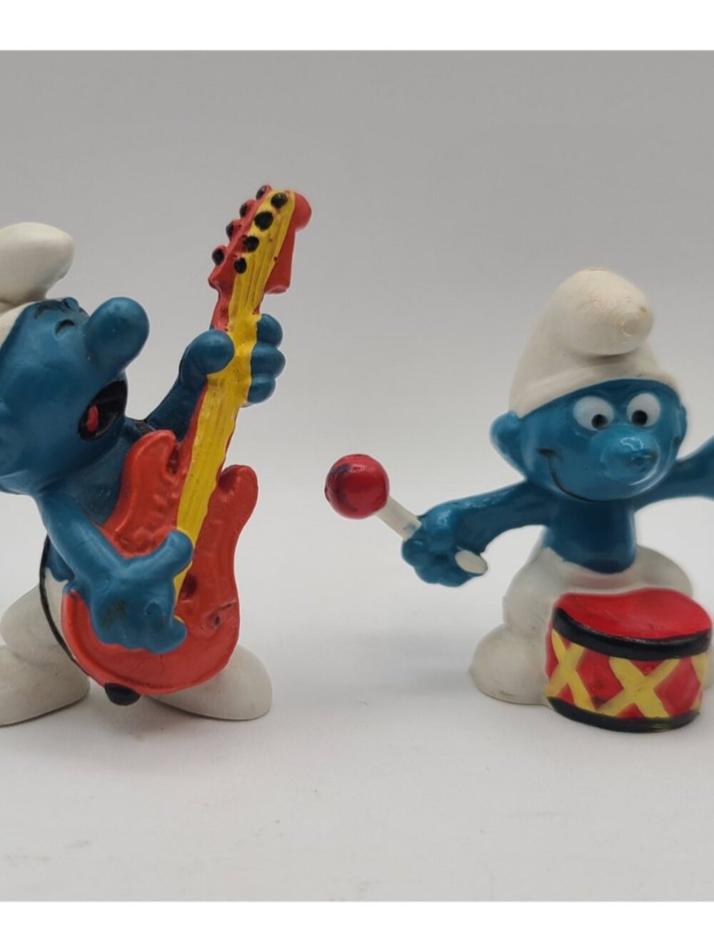 VTG Smurfs Band Figurines Lot – Guitar, Drums, Trumpet PVC Toys Pre US - Picture 3 of 8